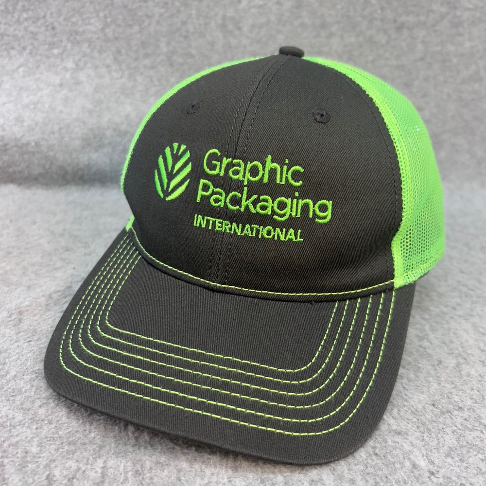 Graphic Packaging International Unisex Black Green Cap America Trucker Hat OSFM
